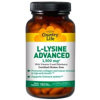 Country Life, L-Lysine, Advanced, 1500 mg, 180 Vegan Capsules Country Life, L-Lysine, Advanced, 1500 mg, 180 Vegan Capsules