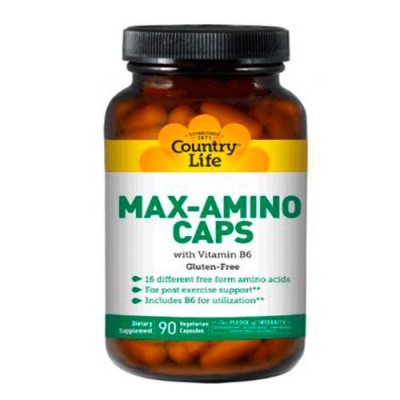 Country Life, Max-Amino Caps, Vitamin B6, 90 Vegetarian Capsules