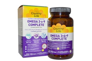 Country Life, Ultra Concentrated Omega 3-6-9 Complete, Natural Lemon, 90 Softgels Country Life, Ultra Concentrated Omega 3-6-9 Complete, Natural Lemon, 90 Softgels