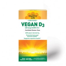 Country Life, Certified Vegan D3, 125 mcg (5,000 IU), 60 Vegan Softgels