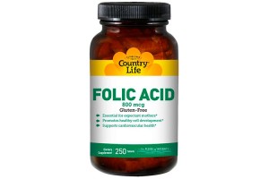 Country Life, Folic Acid, 800 mcg, 250 Tablets Country Life, Folic Acid, 800 mcg, 250 Tablets