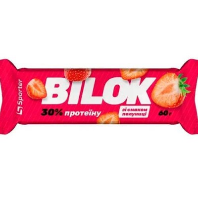 Батончик Sporter BILOK 30% протеїну полуниця (1/24) 60 г
