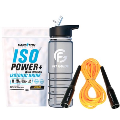 Набір Ізотонік Цитрус ТМ Вансітон + Фляга пластикова Fit Guide + скакалка Thunder