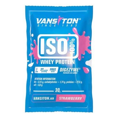 Сироватковий ізолят Ізо ВЕЙ (ISO Whey) Полуниця ТМ Вансітон / Vansiton саше 30г